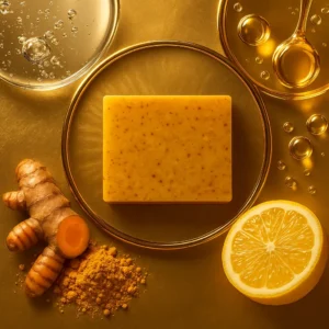 Alisanda™ soap : Rich in Vitamin C, retinol, collagen, and turmeric—a Japanese-made complex formula, fortified with hyaluronic acid and Vitamin E.