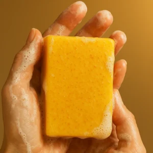 Alisanda™ soap : Rich in Vitamin C, retinol, collagen, and turmeric—a Japanese-made complex formula, fortified with hyaluronic acid and Vitamin E.
