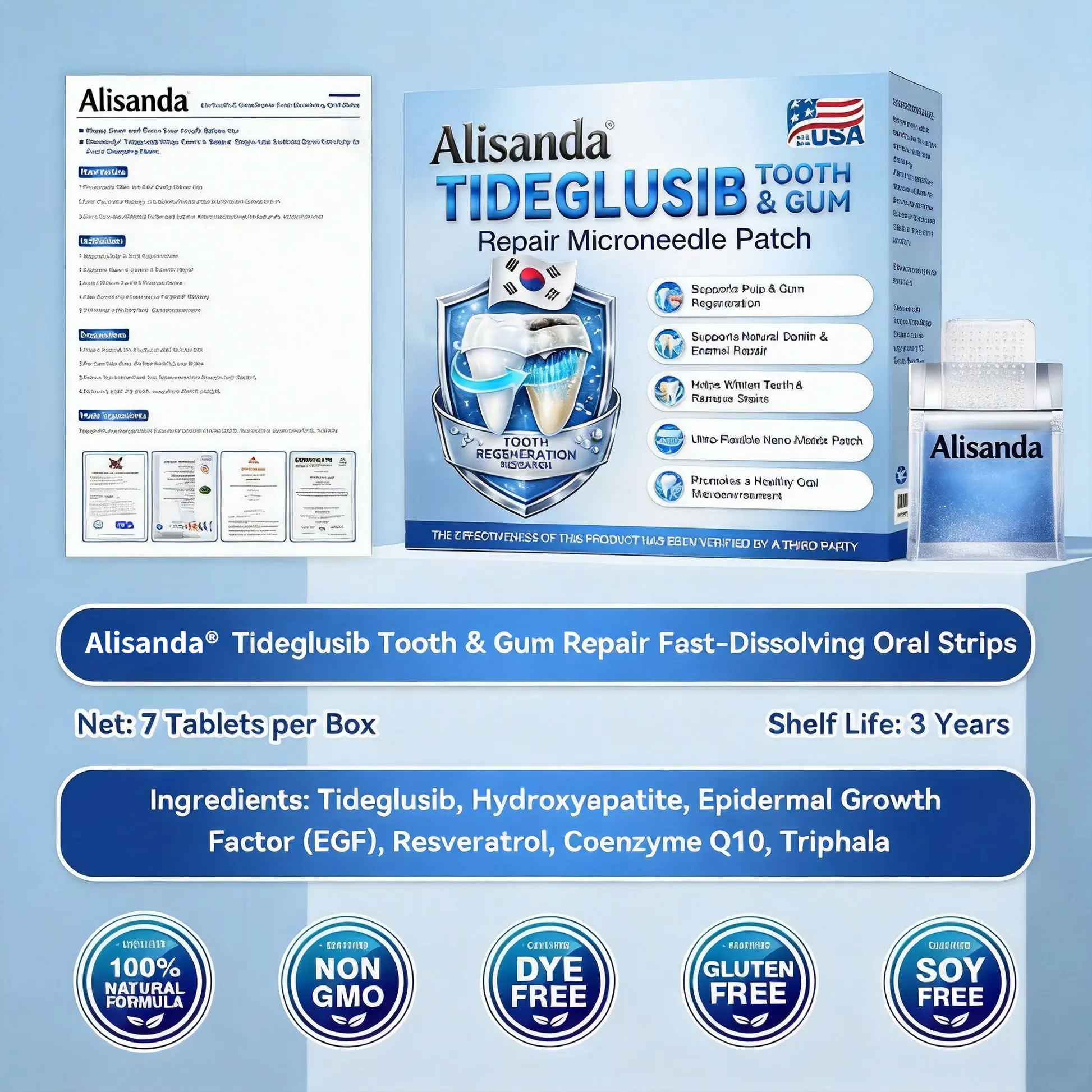 👨⚕️𝑶𝒇𝒇𝒊𝒄𝒊𝒂𝒍 𝑺𝒕𝒐𝒓𝒆 | Alisanda®🦷Tideglusib Fast‑Dissolving Tooth & Gum Repair Oral Strips ✨