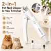 Alisanda 2-in-1 Dog Nail Clipper & Paw Hair Trimmer Kit with LED Light – Rechargeable Low-Noise Pet Grooming Tool for Dogs & Cats