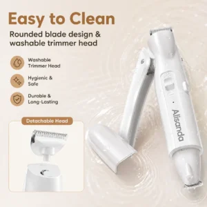 Alisanda 2-in-1 Dog Nail Clipper & Paw Hair Trimmer Kit with LED Light – Rechargeable Low-Noise Pet Grooming Tool for Dogs & Cats