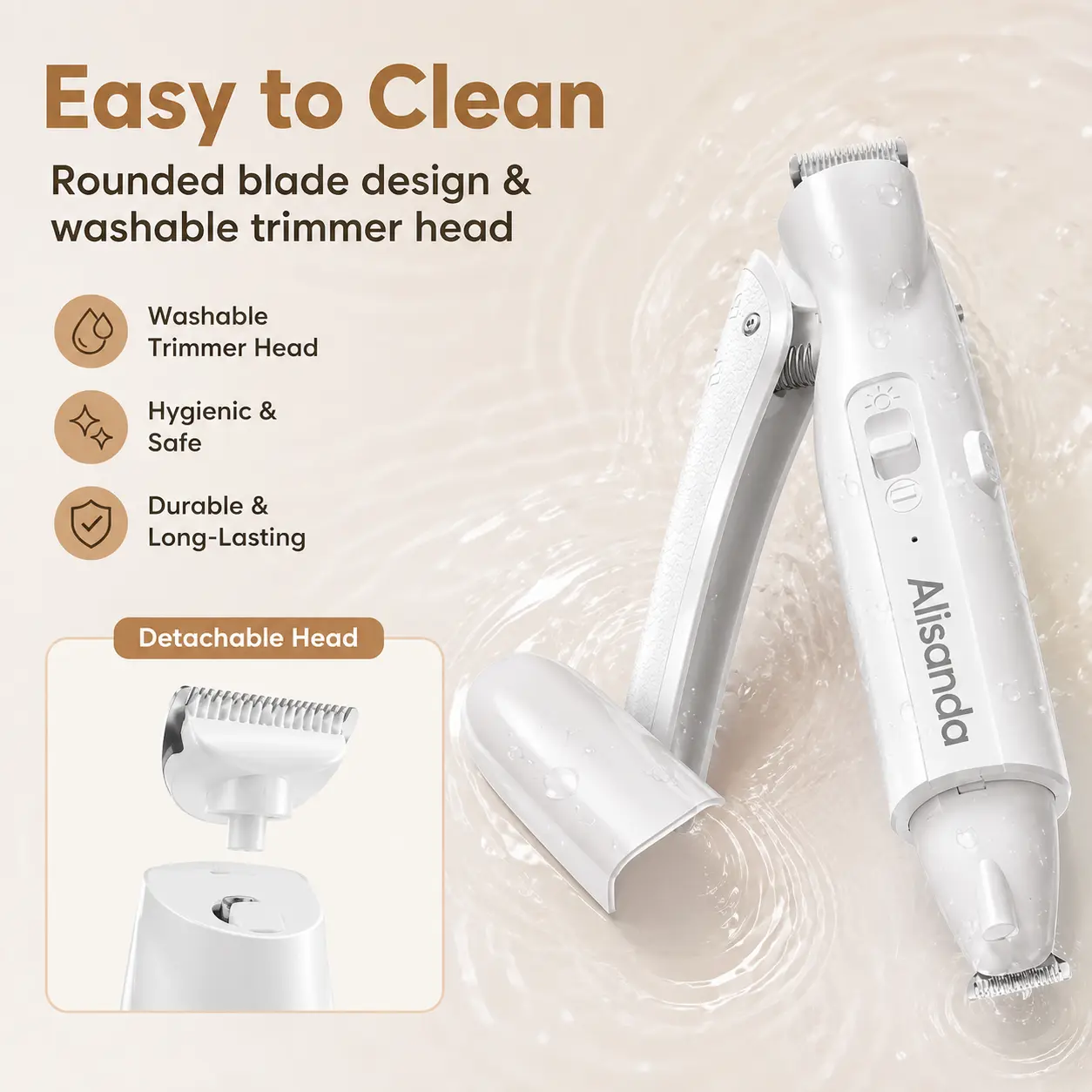 Alisanda 2-in-1 Dog Nail Clipper & Paw Hair Trimmer Kit with LED Light – Rechargeable Low-Noise Pet Grooming Tool for Dogs & Cats