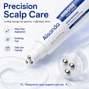✨Alisanda RIBOSE Scalp Serum Roll-On for Fuller-Looking Hair – Lightweight Rosemary & Caffeine Scalp Care for Fine, Thin-Looking Hair