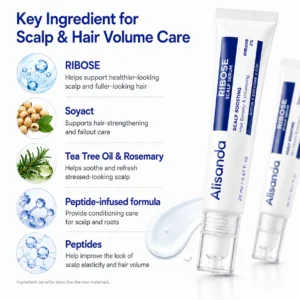 ✨Alisanda RIBOSE Scalp Serum Roll-On for Fuller-Looking Hair – Lightweight Rosemary & Caffeine Scalp Care for Fine, Thin-Looking Hair