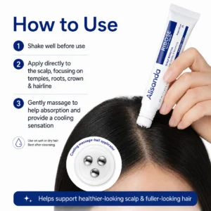 ✨Alisanda RIBOSE Scalp Serum Roll-On for Fuller-Looking Hair – Lightweight Rosemary & Caffeine Scalp Care for Fine, Thin-Looking Hair