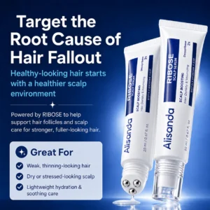 ✨Alisanda RIBOSE Scalp Serum Roll-On for Fuller-Looking Hair – Lightweight Rosemary & Caffeine Scalp Care for Fine, Thin-Looking Hair