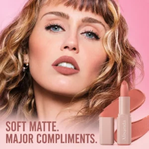 Alisanda Serum Lipstick – Satin & Matte Lip Color with Hyaluronic Acid, Oil-Blend Formula, 8H Moisture