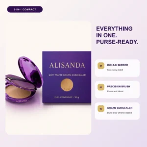 ALISANDA Soft Matte Cream Concealer — Full Coverage 3-in-1 Compact
