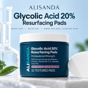 ALISANDA 20% Glycolic Acid Resurfacing Pads for Rough Texture, Dullness & Uneven Tone