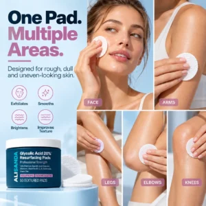 ALISANDA 20% Glycolic Acid Resurfacing Pads for Rough Texture, Dullness & Uneven Tone